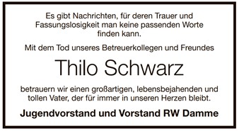 Wir gedenken unserem verstorbenem Mitglied, Jugendbetreuer und Freund Thilo Schwarz