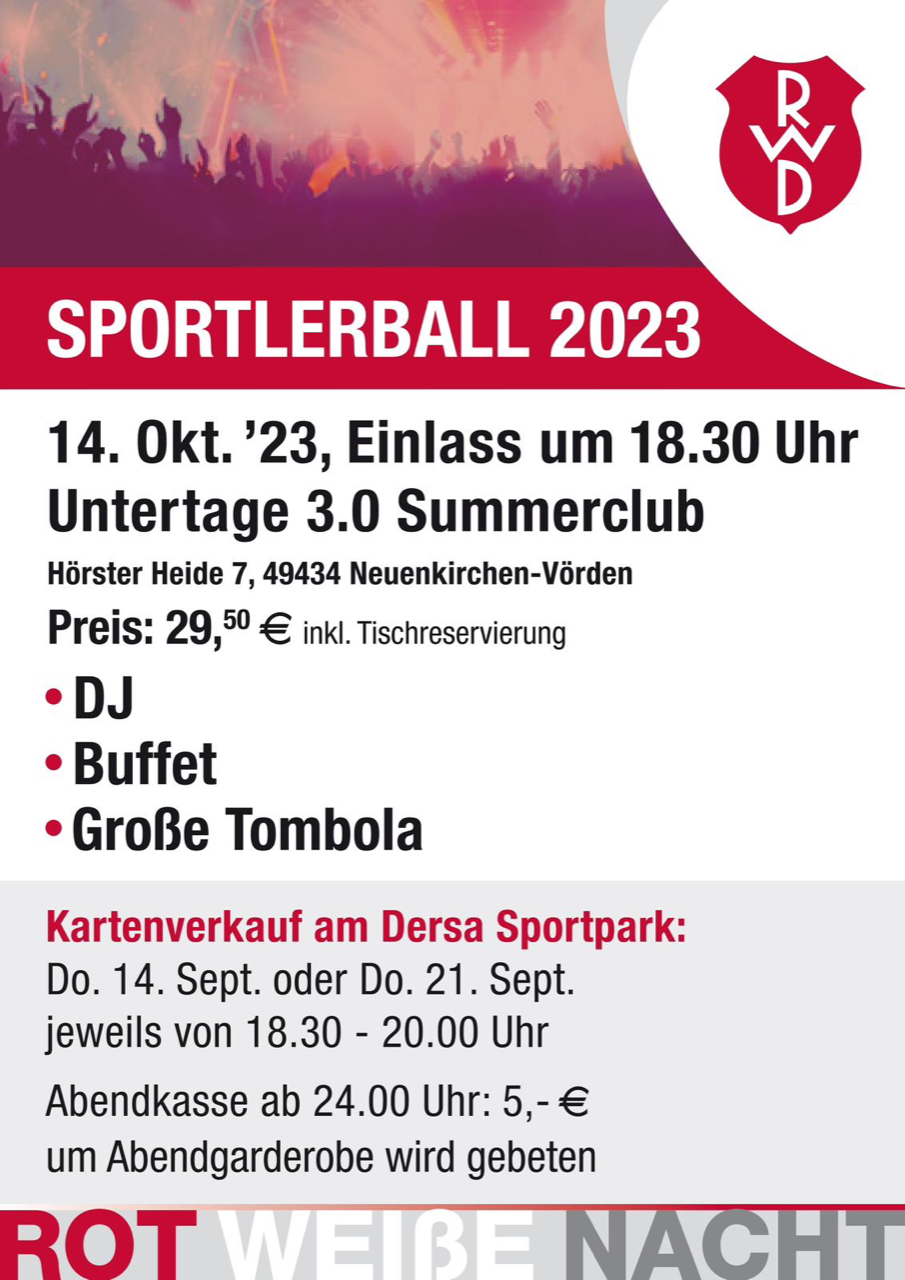 RWD Sportlerball 2023  –  14.Oktober 2023 18:30 Uhr