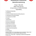 Generalversammlung von RW Damme am 13.03.2026 um 19:27 Uhr im Sportlerheim am DERSA-SPORTPARK